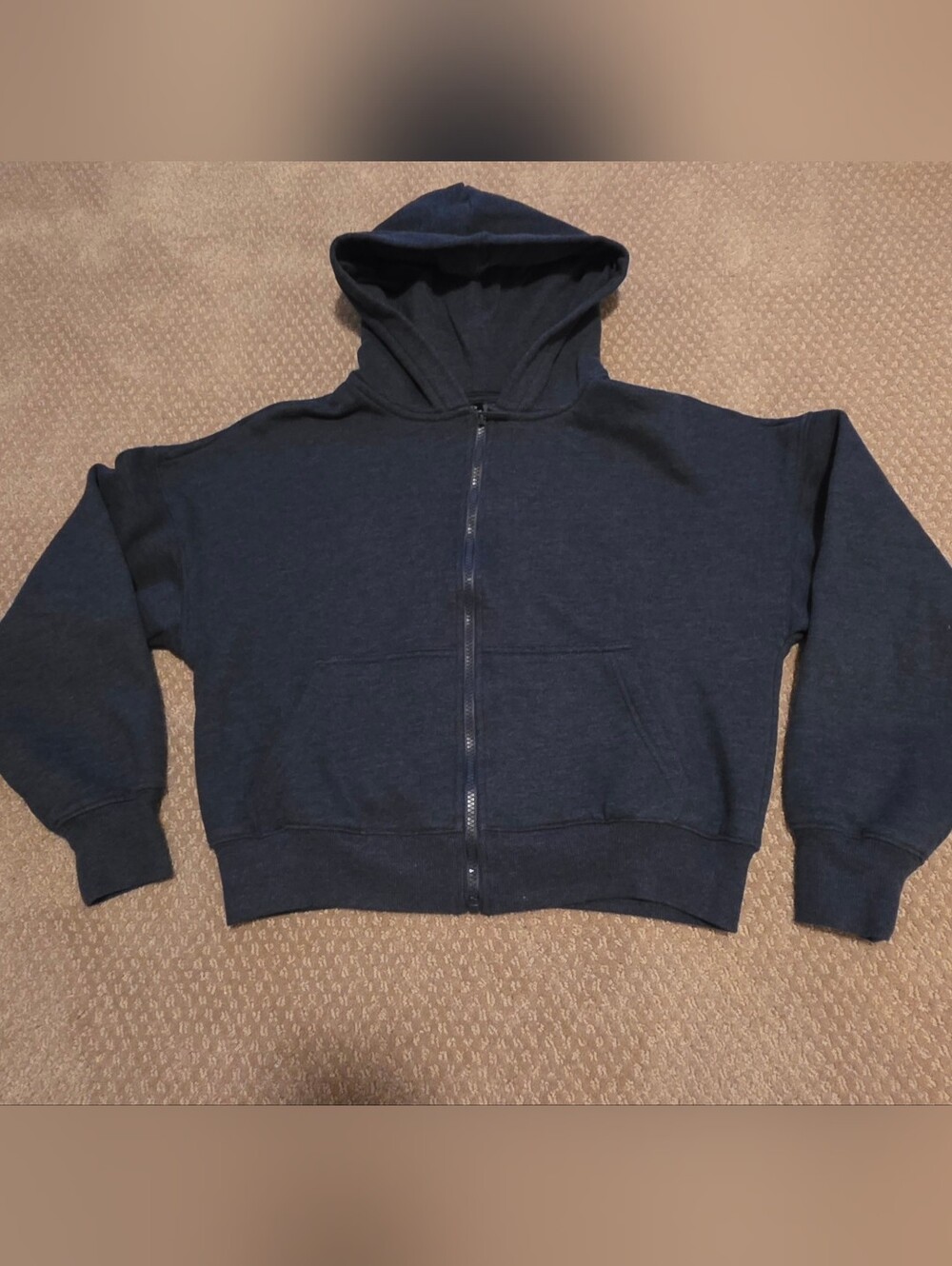 Zip-Up Hooded Swratshirt in Navy